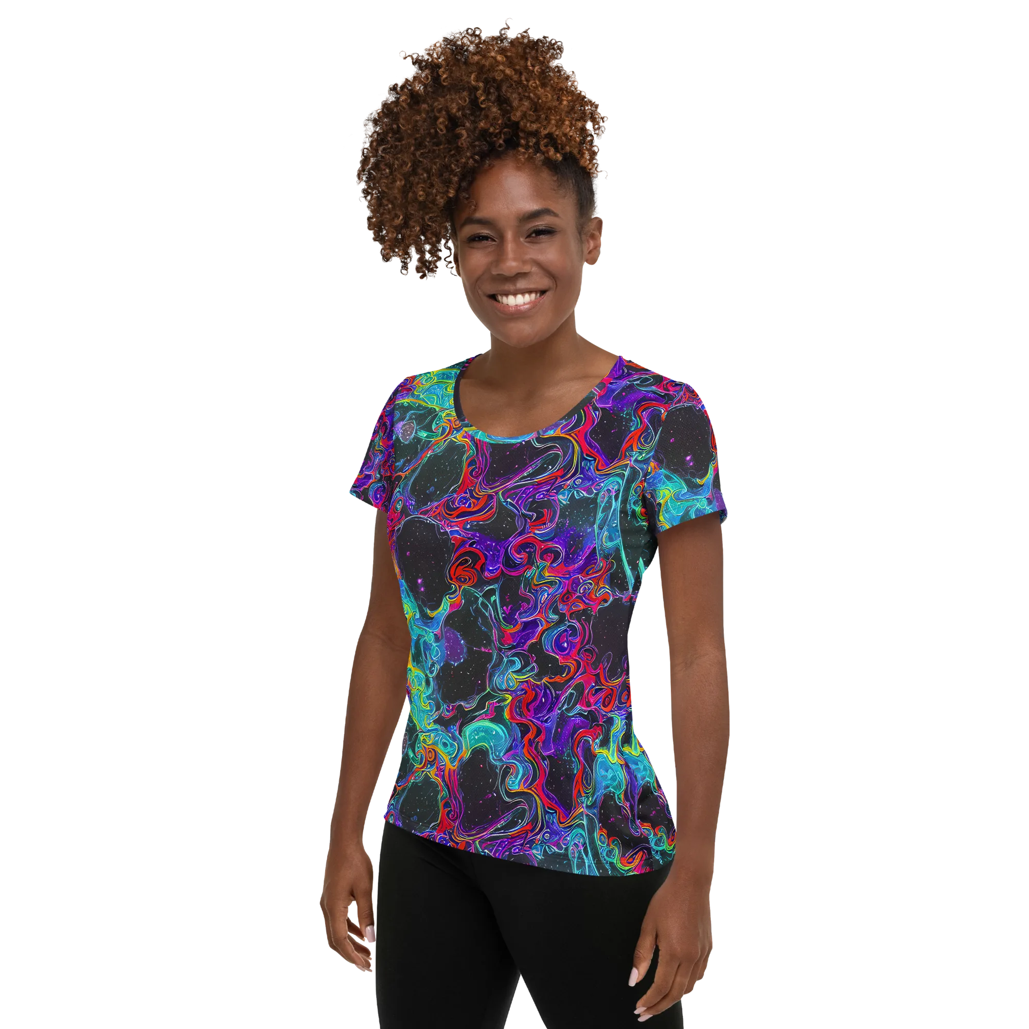Midnight Eruption on Women's Athletic T-Shirt — Left