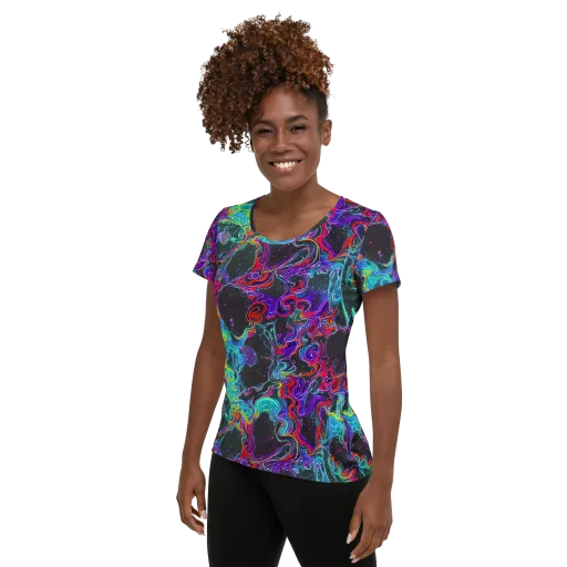 Midnight Eruption on a Women's Athletic T-Shirt