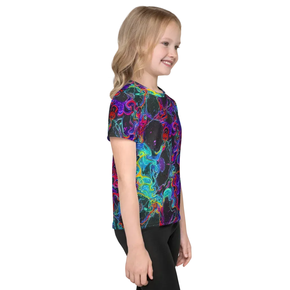 Midnight Eruption on Kids Crew Neck T-Shirt — Right