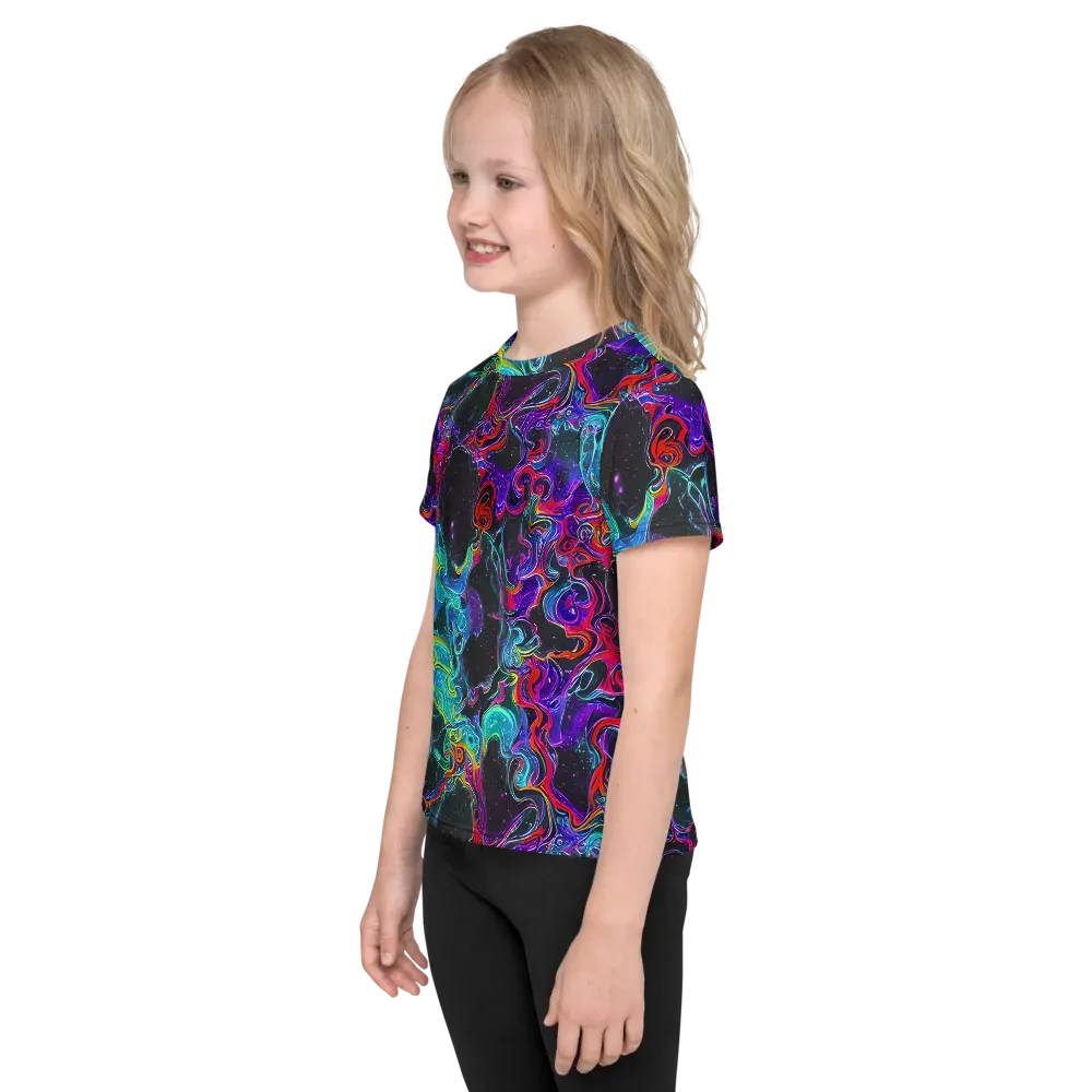Midnight Eruption on Kids Crew Neck T-Shirt — Left