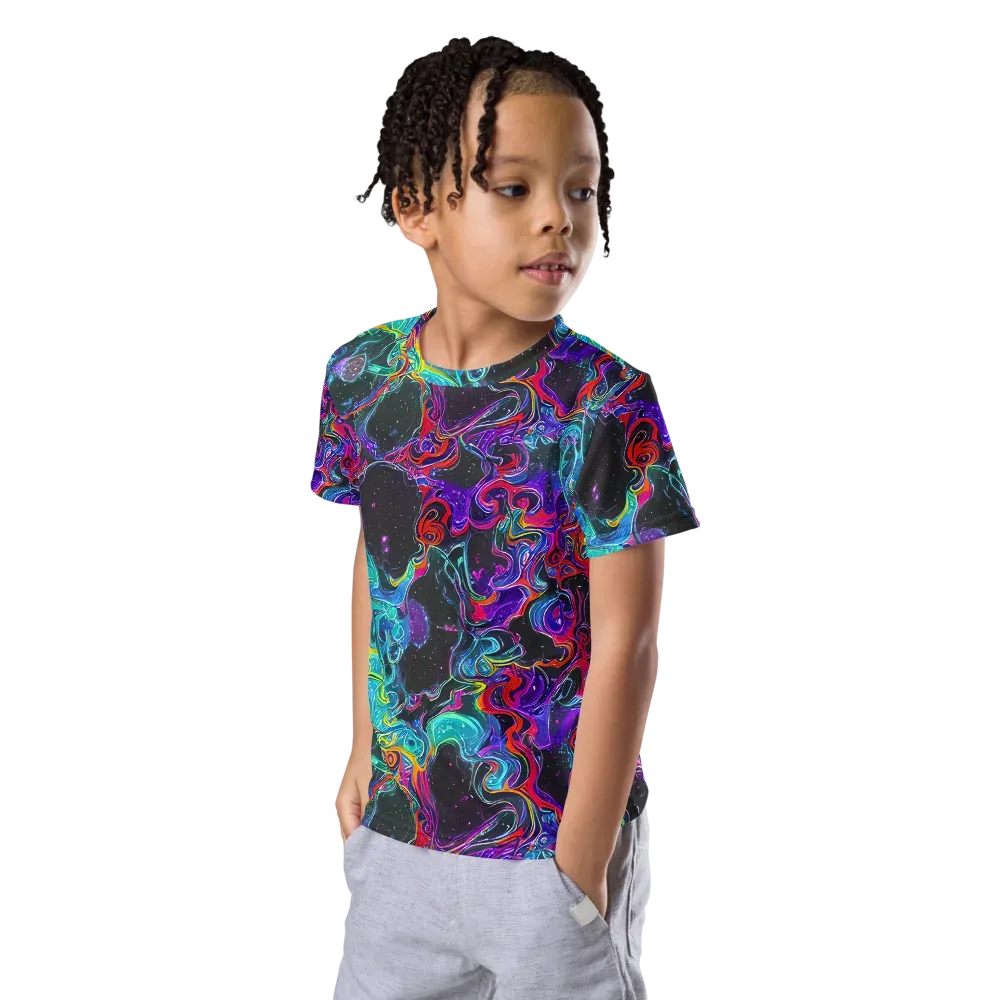 Midnight Eruption on Kids Crew Neck T-Shirt — Left Front