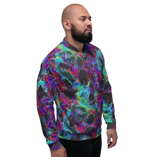 Midnight Eruption on a Bomber Jacket