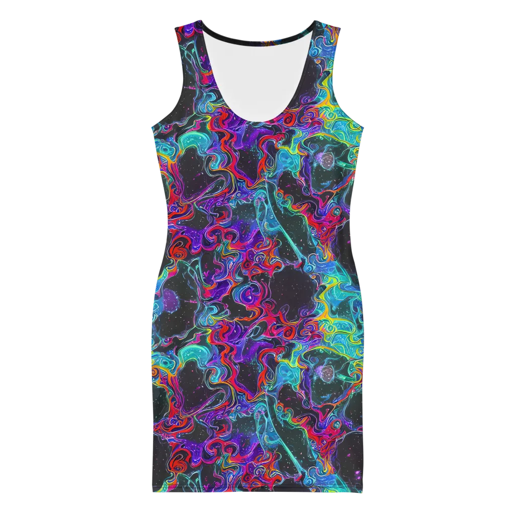 Midnight Eruption on Bodycon Dress — Front