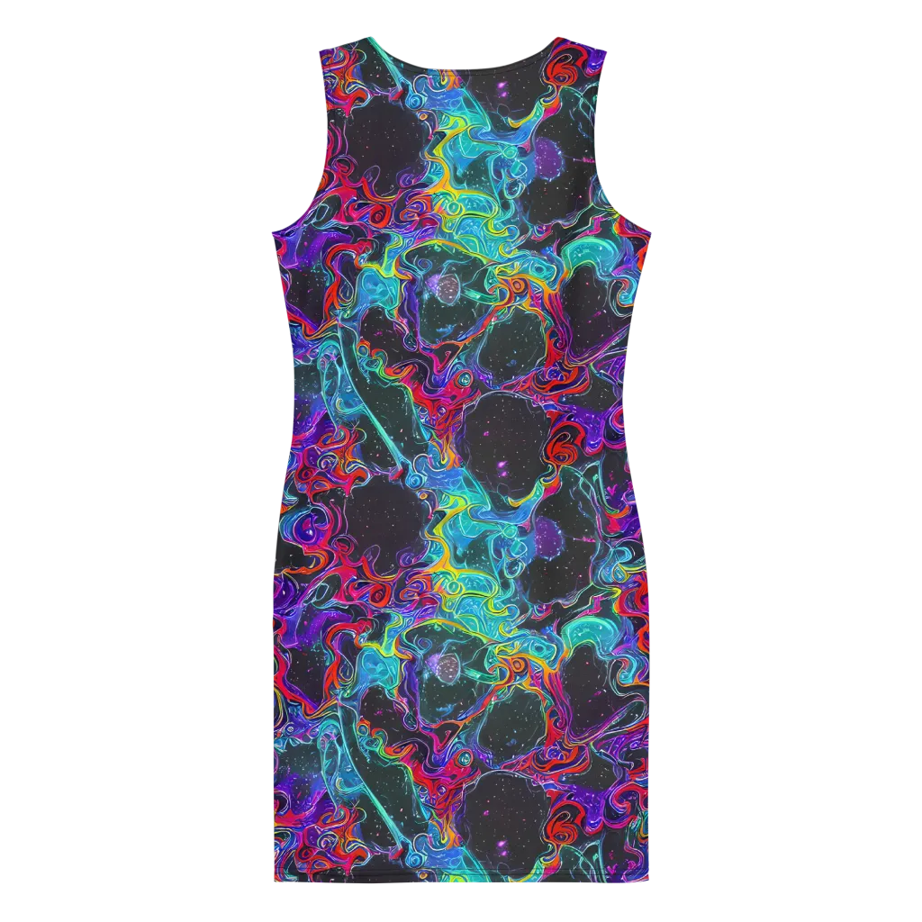 Midnight Eruption on Bodycon Dress — Back