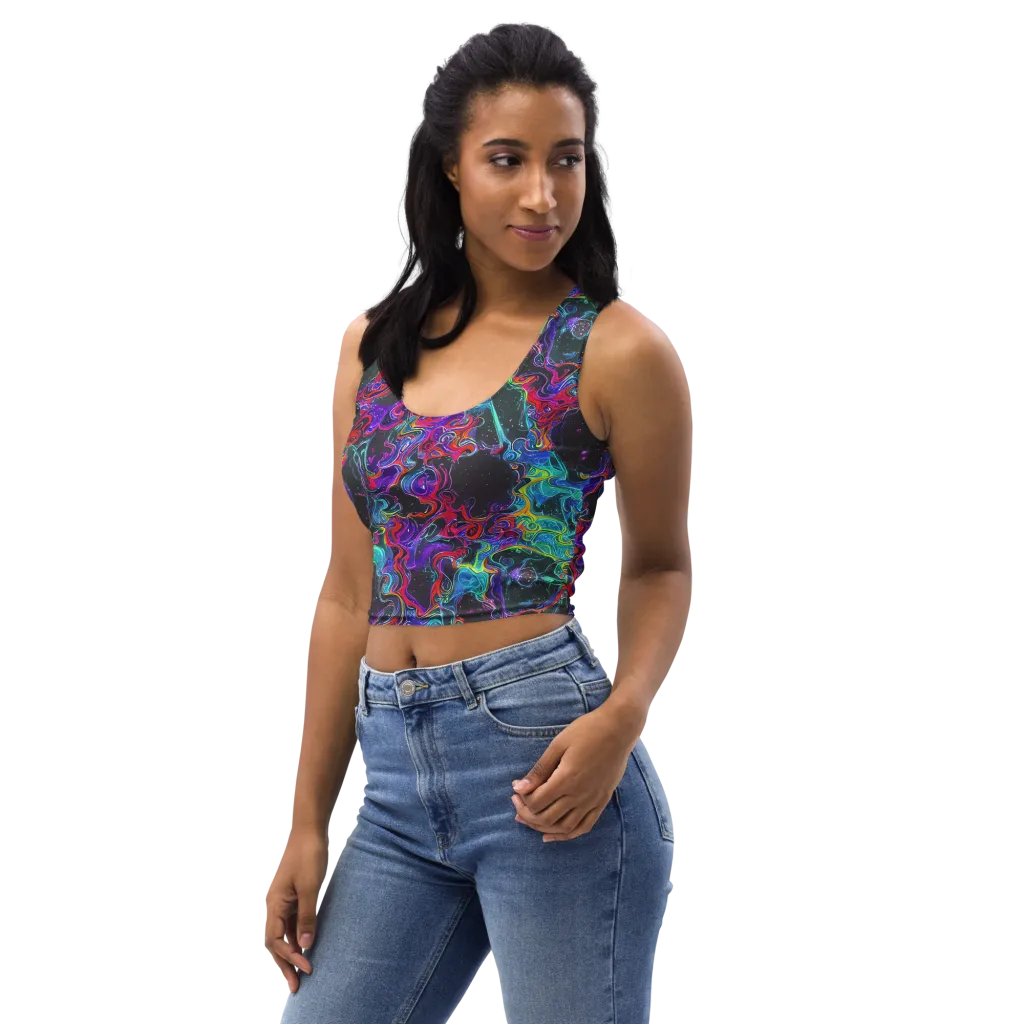 Midnight Eruption on Crop Top — Left Front