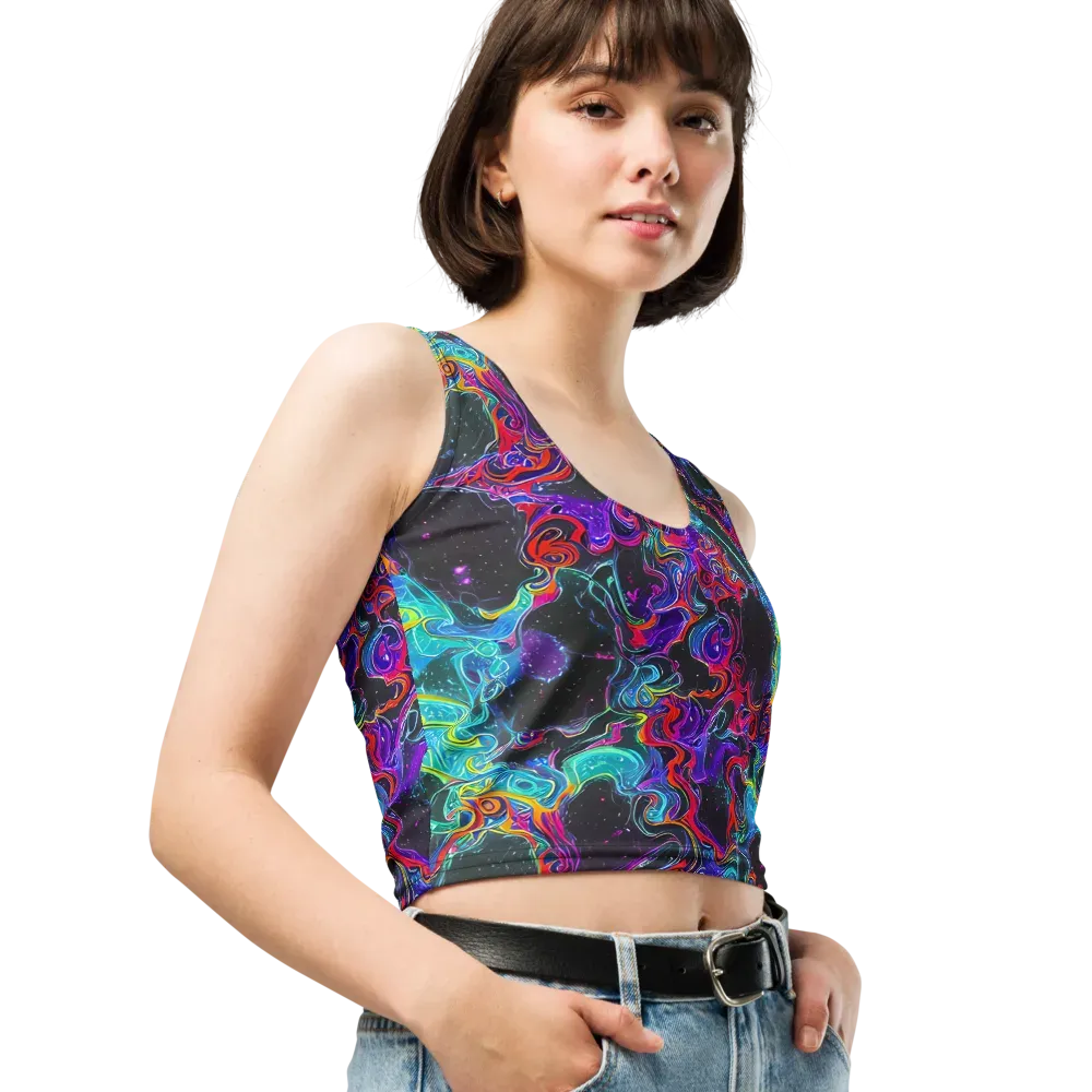 Midnight Eruption on Crop Top — Right Front