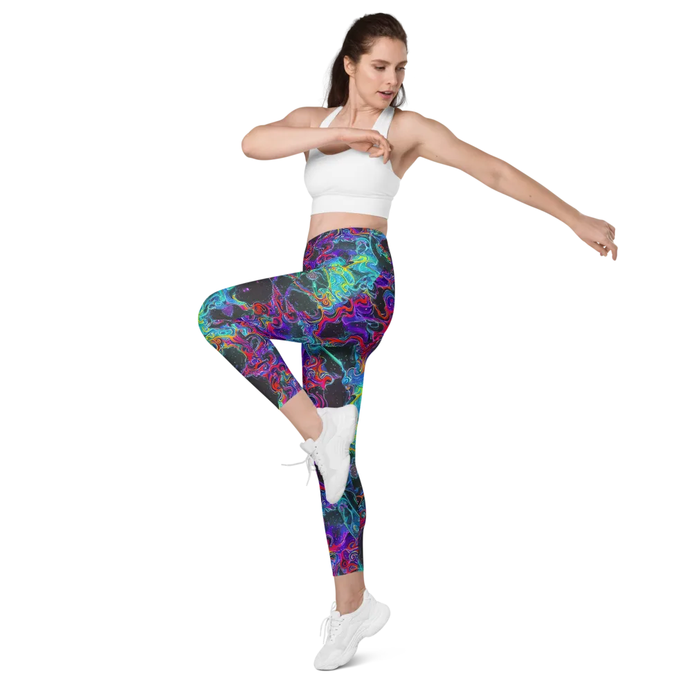 Midnight Eruption on Leggings with Pockets — Left Front