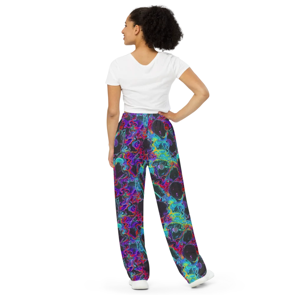 Midnight Eruption on Wide-Leg Pants — Back