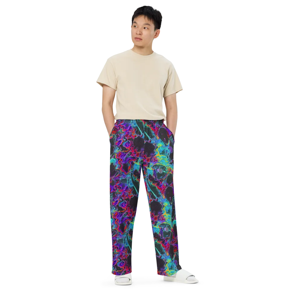 Midnight Eruption on Wide-Leg Pants — Front