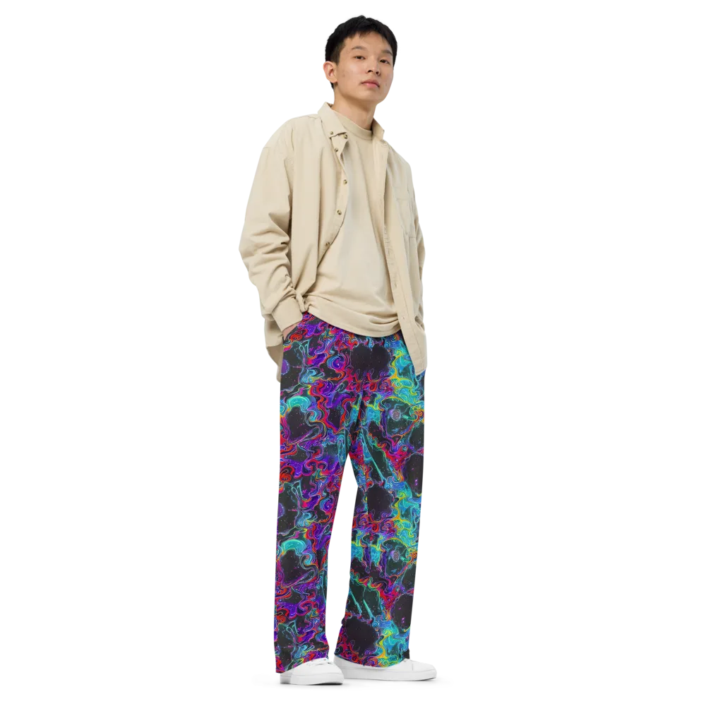 Midnight Eruption on Wide-Leg Pants — Right Front
