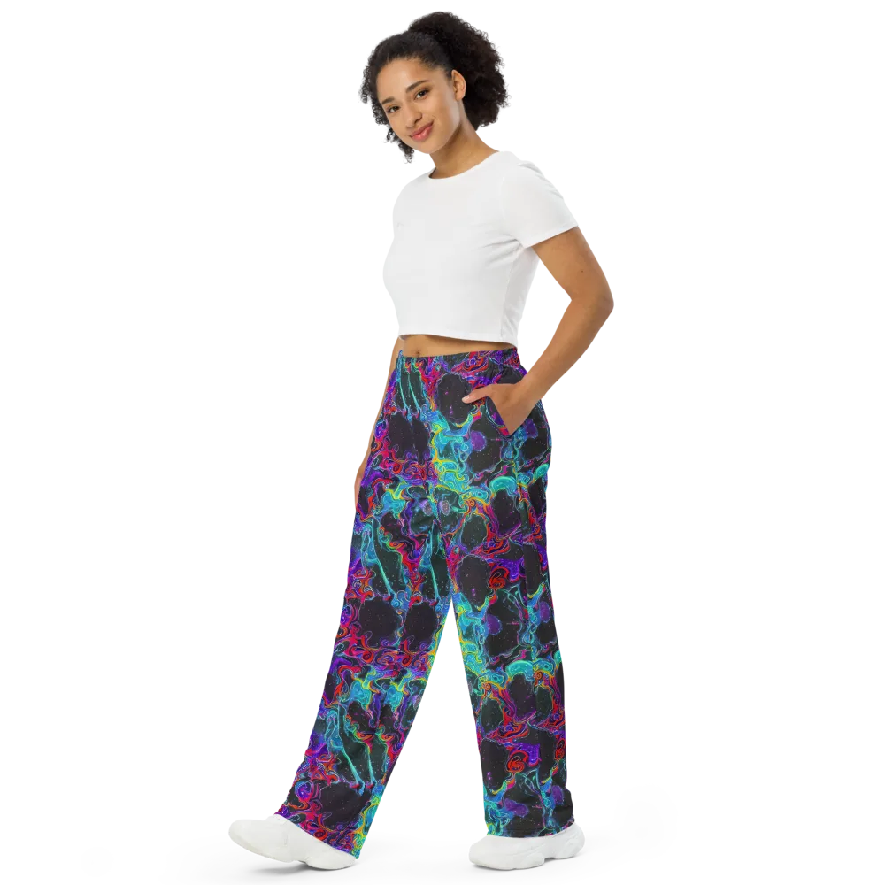 Midnight Eruption on Wide-Leg Pants — Left Front
