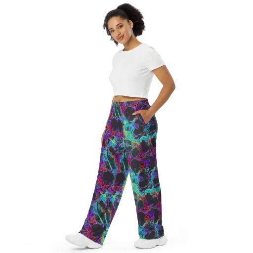Midnight Eruption on a Wide-Leg Pants