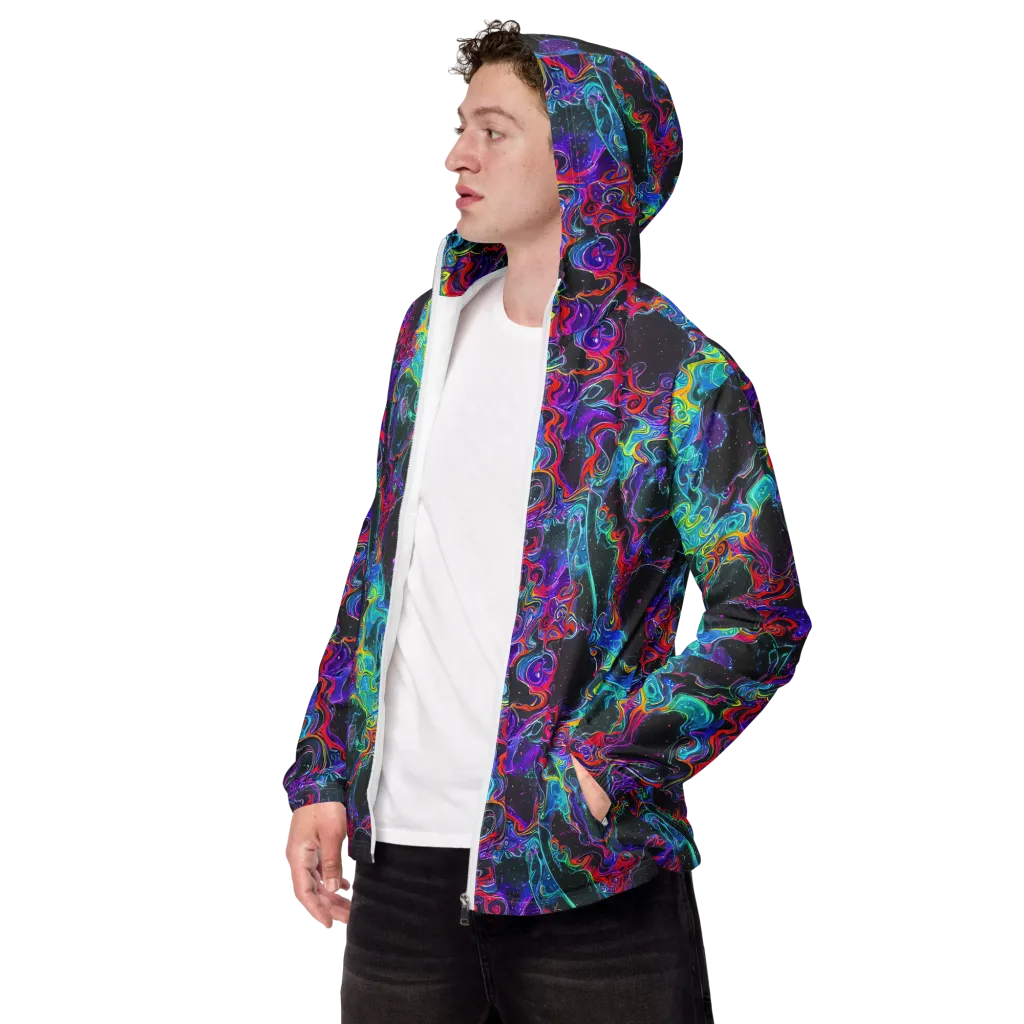 Midnight Eruption on Men's Windbreaker — Left Front