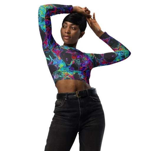 Midnight Eruption on a Long Sleeve Crop Top