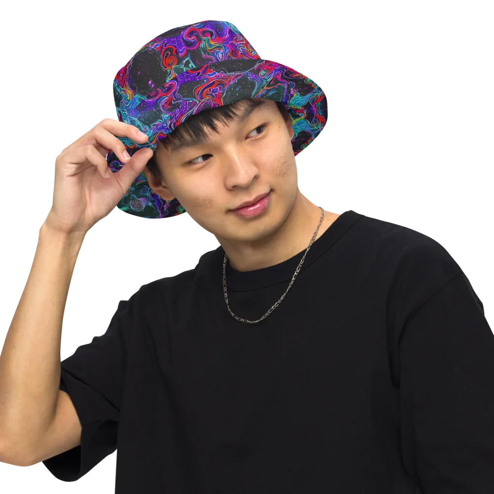 Midnight Eruption on Reversible Bucket Hat — Front Inside