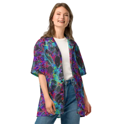 Midnight Eruption on a Button Shirt