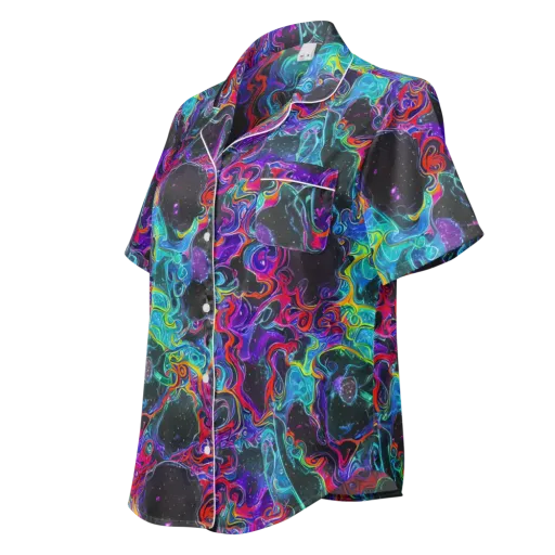 Midnight Eruption on a Women's Short Sleeve Pajama Top