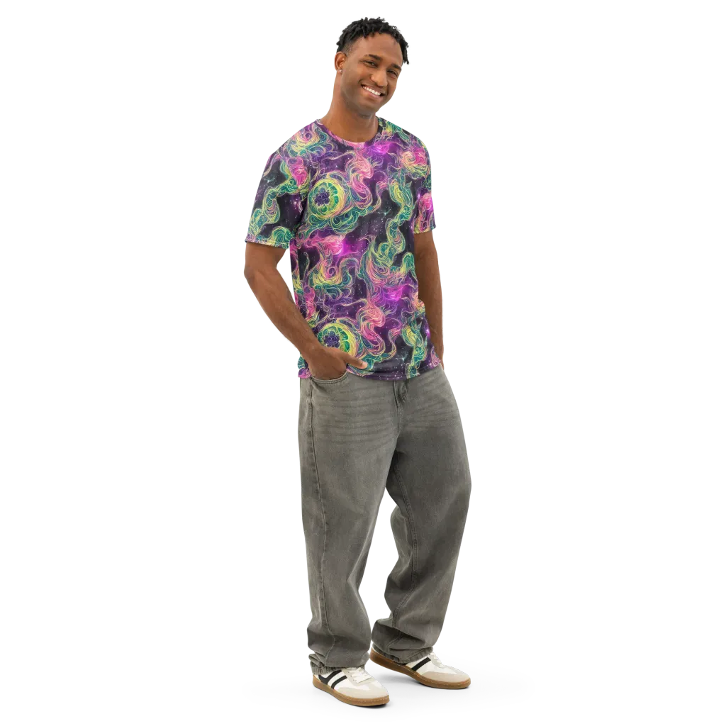 Dreamflare on Men's Cotton Crew Neck T-Shirt — Right Front