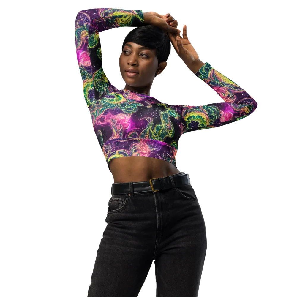 Dreamflare on Long Sleeve Crop Top — Front