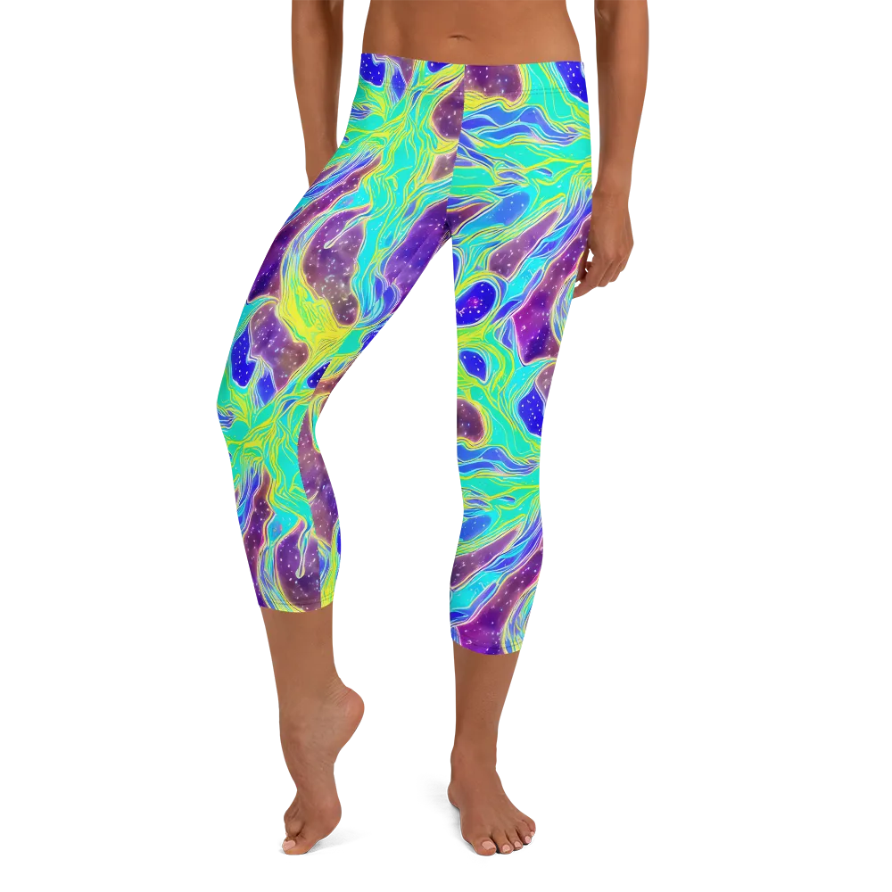 Galactic Marble on Capri Leggings — Front