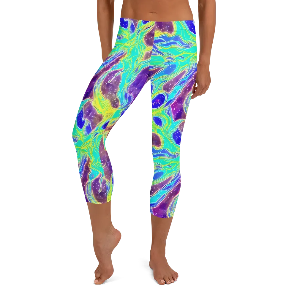 Galactic Marble on Capri Leggings — Front
