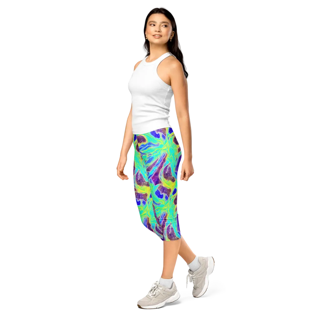 Galactic Marble on Capri Leggings — Left Front