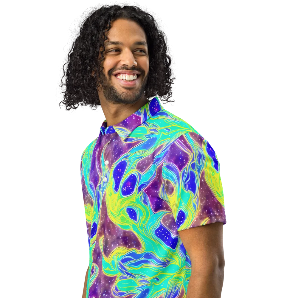 Galactic Marble on Men's Slim Fit Polo Shirt — Left Front