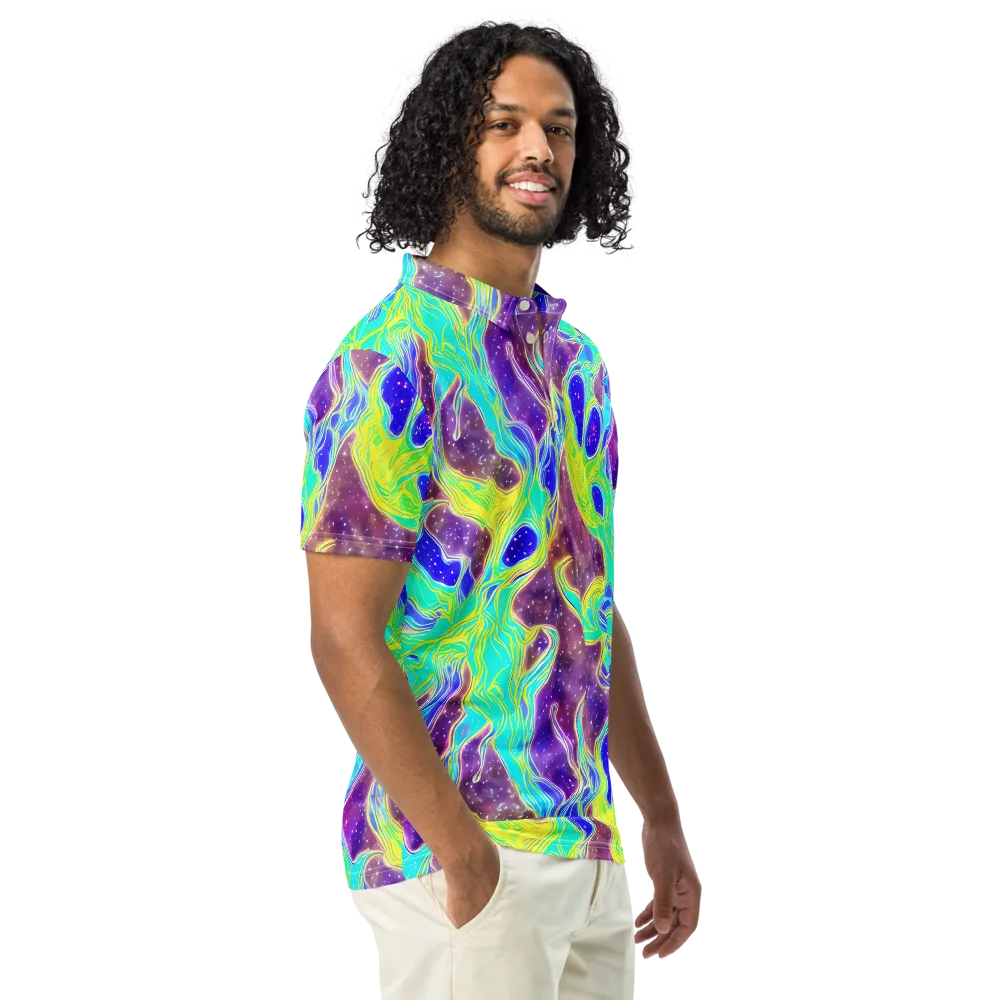 Galactic Marble on Men's Slim Fit Polo Shirt — Right Front