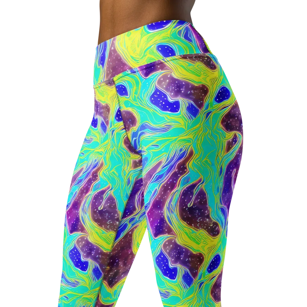 Galactic Marble on Yoga Leggings — Left Front