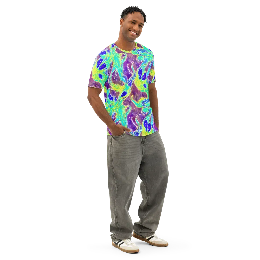 Galactic Marble on Men's Cotton Crew Neck T-Shirt — Right Front