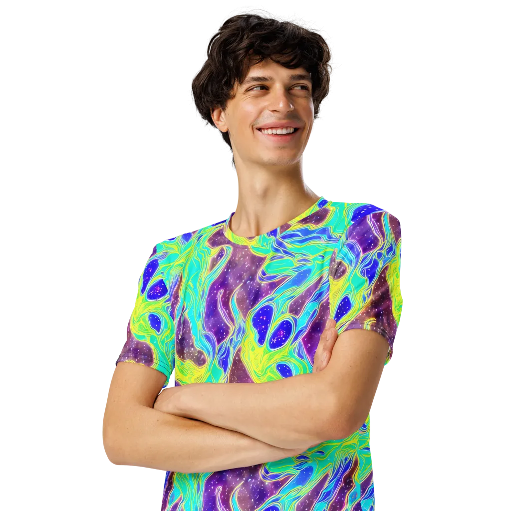 Galactic Marble on Men's Crew Neck T-Shirt — Left Front