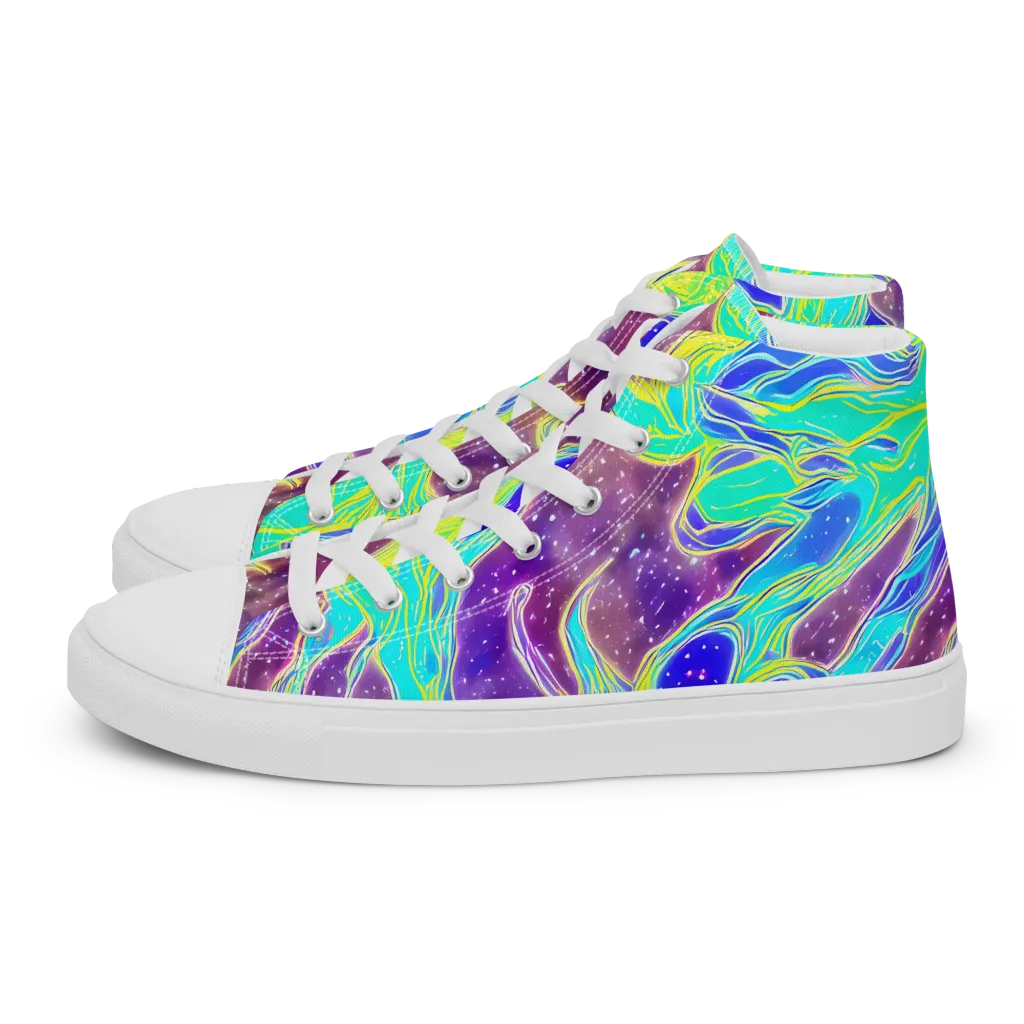 Galactic Marble on Men's High Top Canvas Shoes — Left