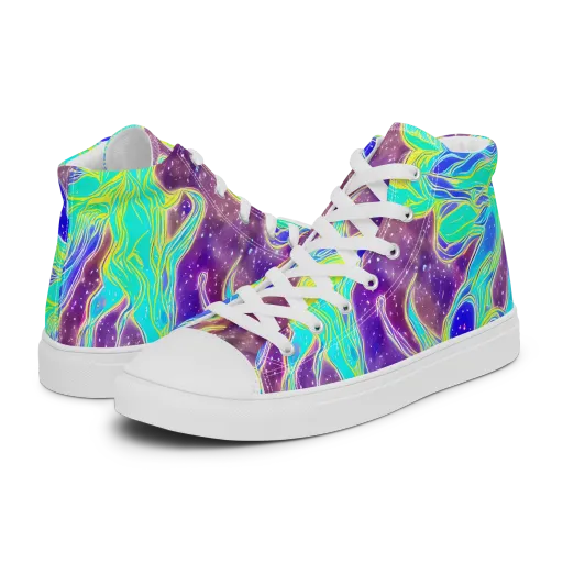 Galactic Marble on a Men's High Top Canvas Shoes