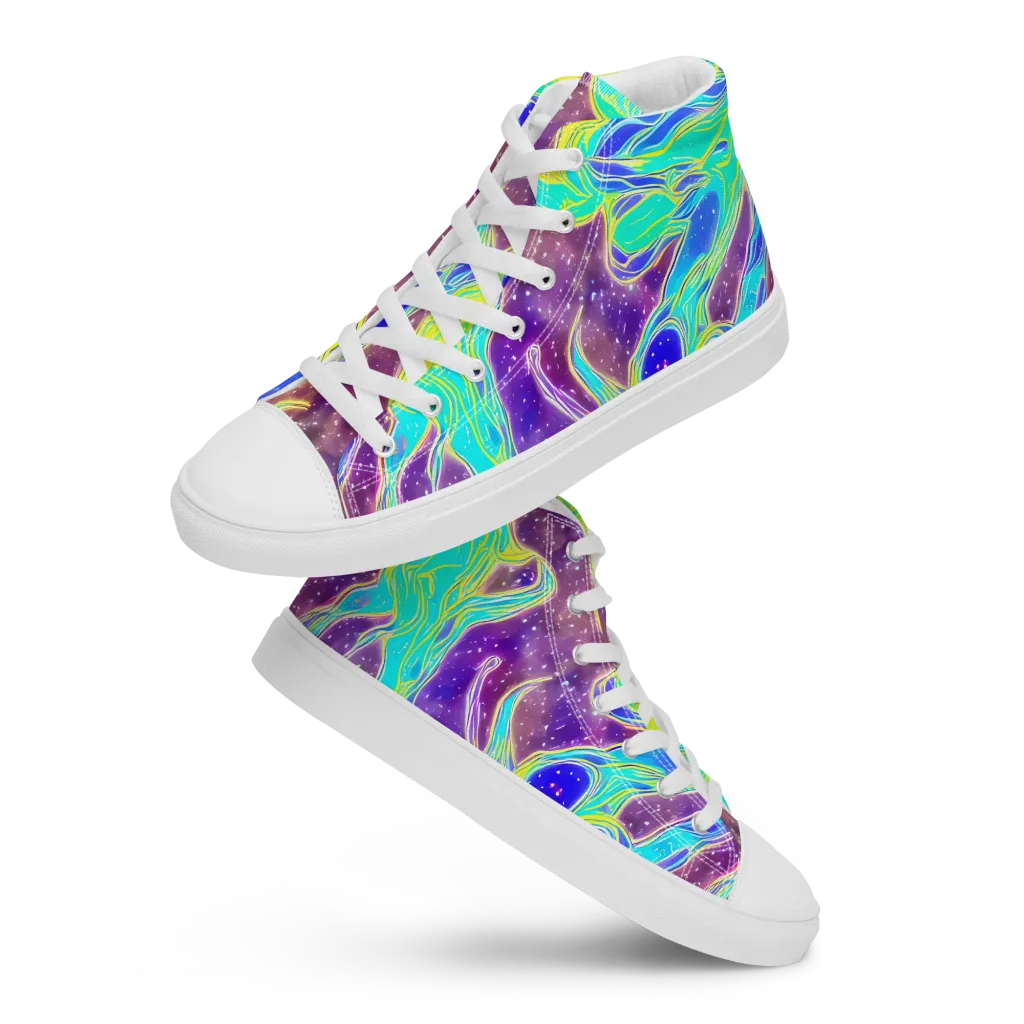 Galactic Marble on Men's High Top Canvas Shoes — Front