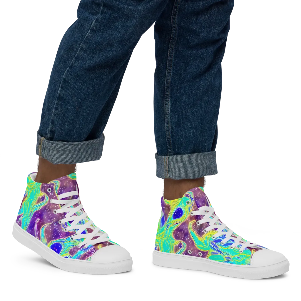 Galactic Marble on Men's High Top Canvas Shoes — Right