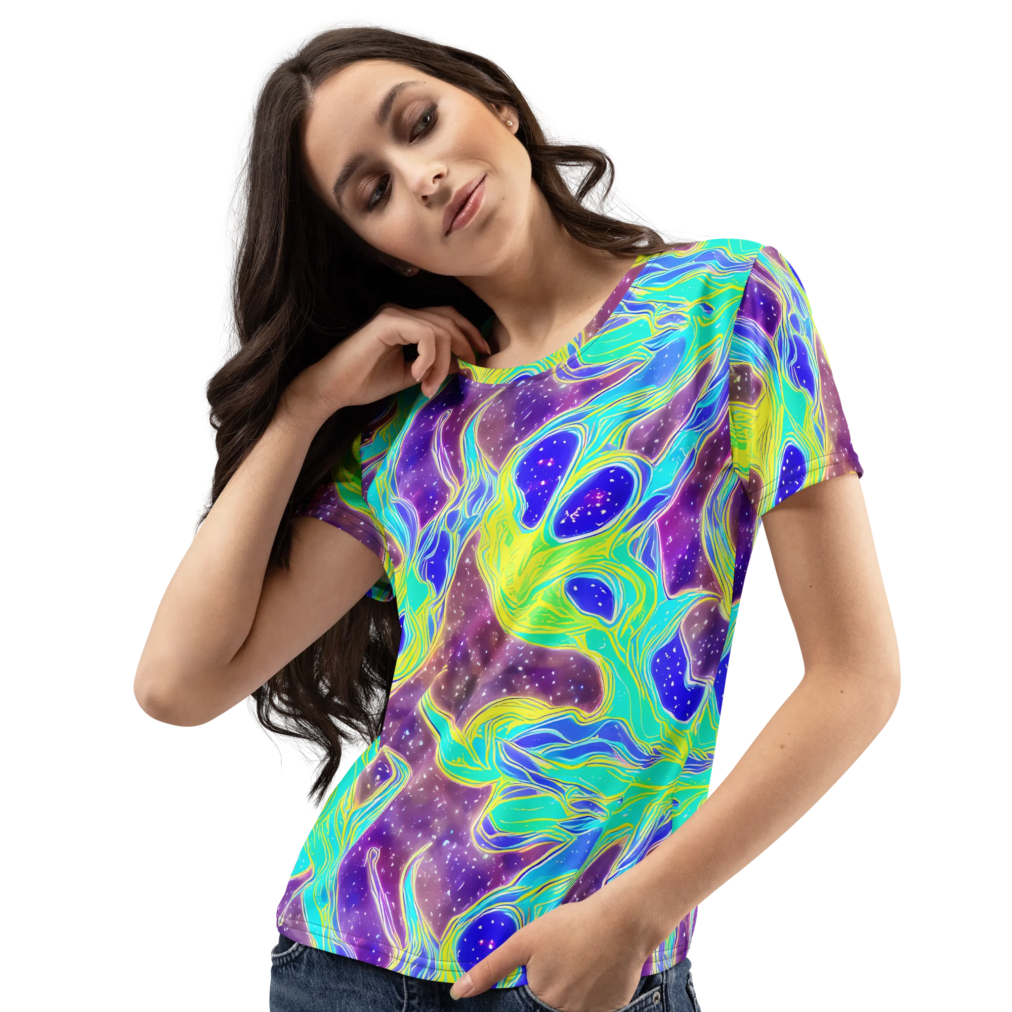 Galactic Marble on Women's Crew Neck T-Shirt — Left Front