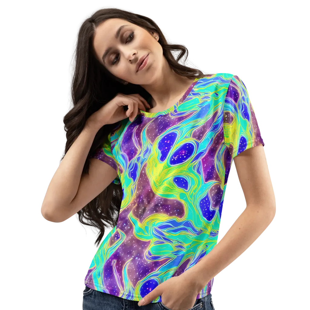 Galactic Marble on Women's Crew Neck T-Shirt — Left Front