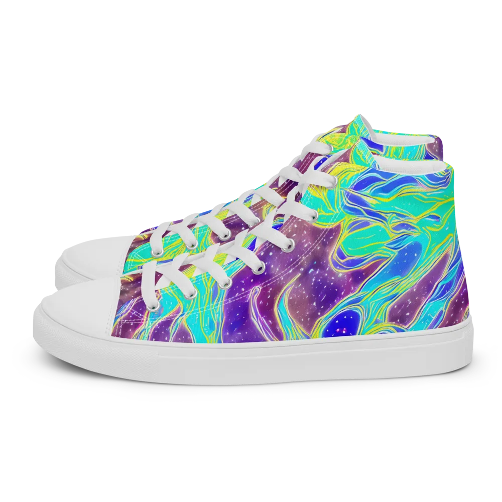 Galactic Marble on Women's High Top Canvas Shoes — Left