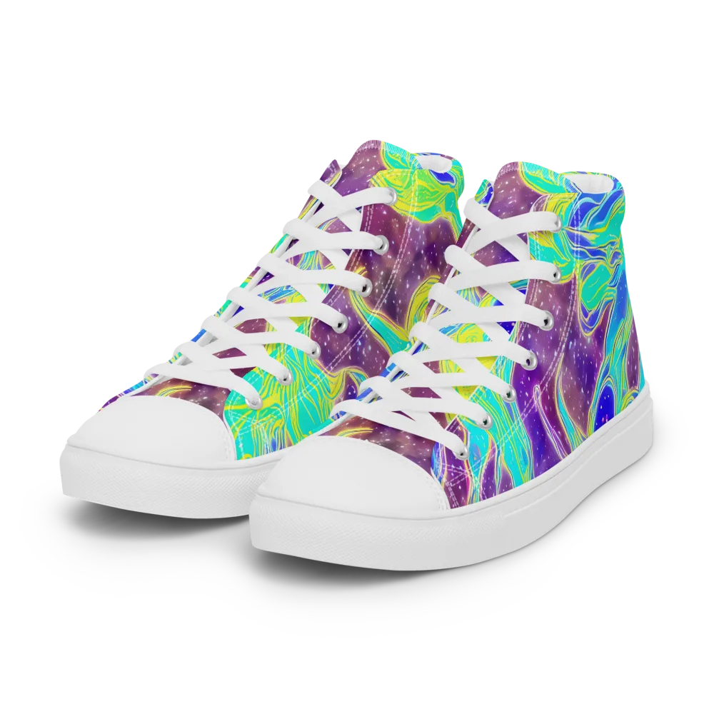 Galactic Marble on Women's High Top Canvas Shoes — Left Front
