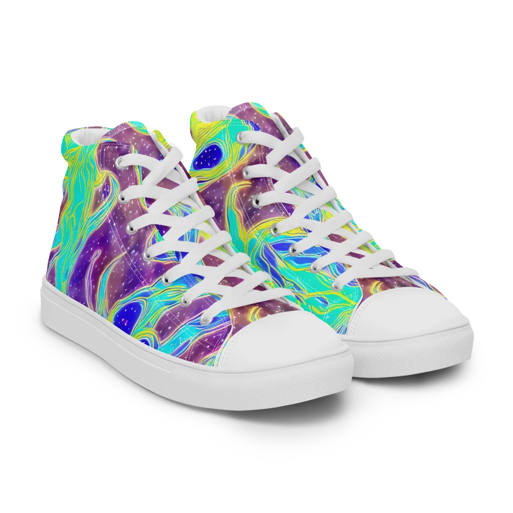 Galactic Marble on Women's High Top Canvas Shoes — Right Front