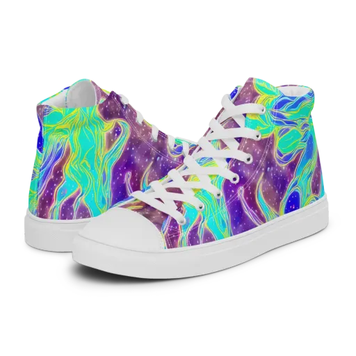 Galactic Marble on a Women's High Top Canvas Shoes