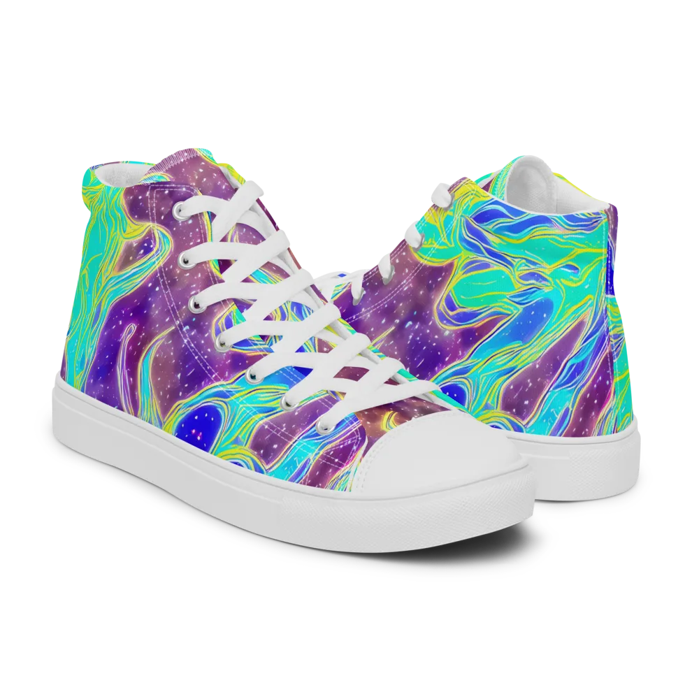 Galactic Marble on Women's High Top Canvas Shoes — Right