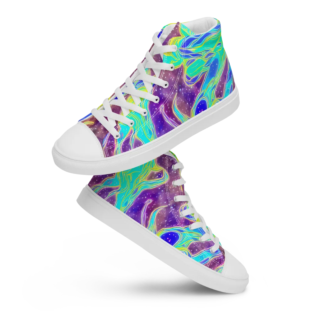 Galactic Marble on Women's High Top Canvas Shoes — Front
