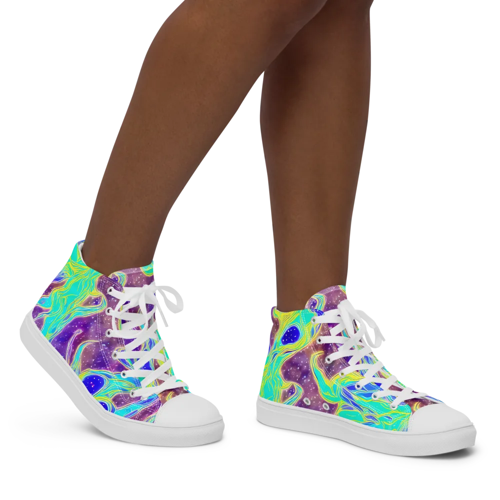 Galactic Marble on Women's High Top Canvas Shoes — Right