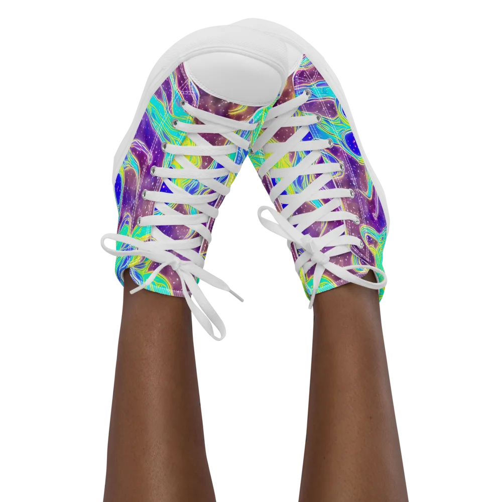 Galactic Marble on Women's High Top Canvas Shoes — Front