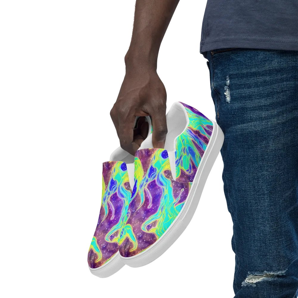 Galactic Marble on Men's Slip-On Canvas Shoes — Left Front