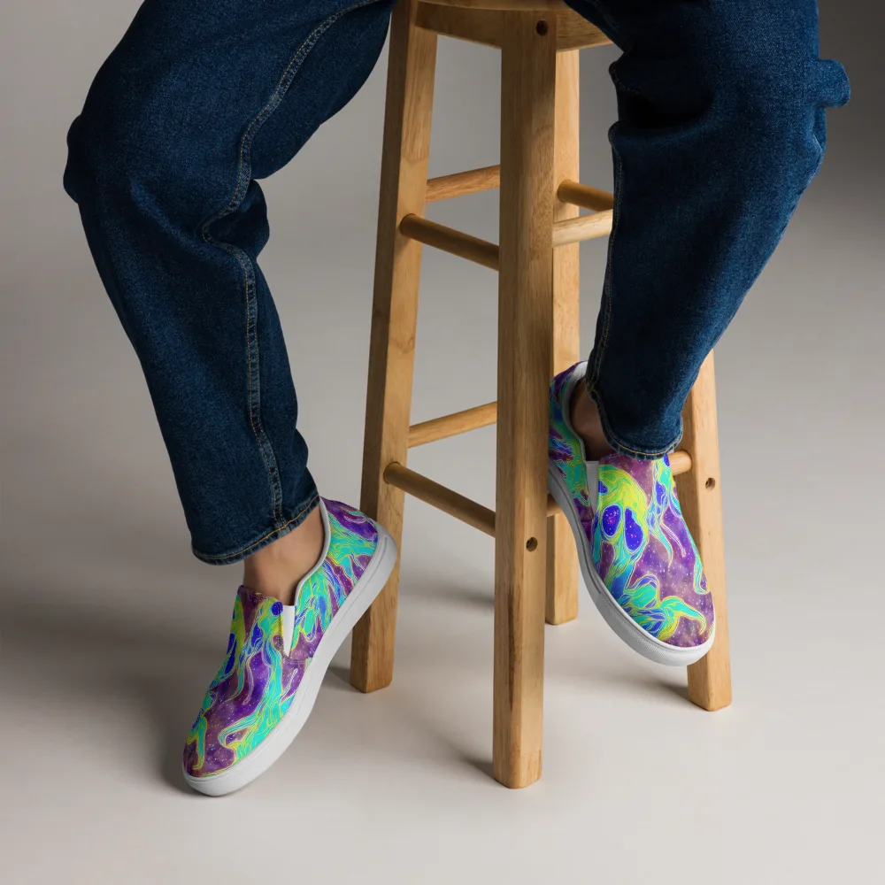 Galactic Marble on Men's Slip-On Canvas Shoes — Front