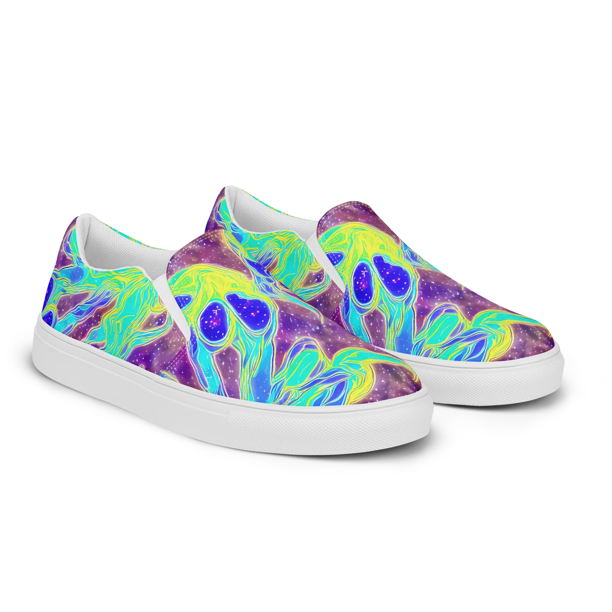Galactic Marble on Women's Slip-On Canvas Shoes — Right Front