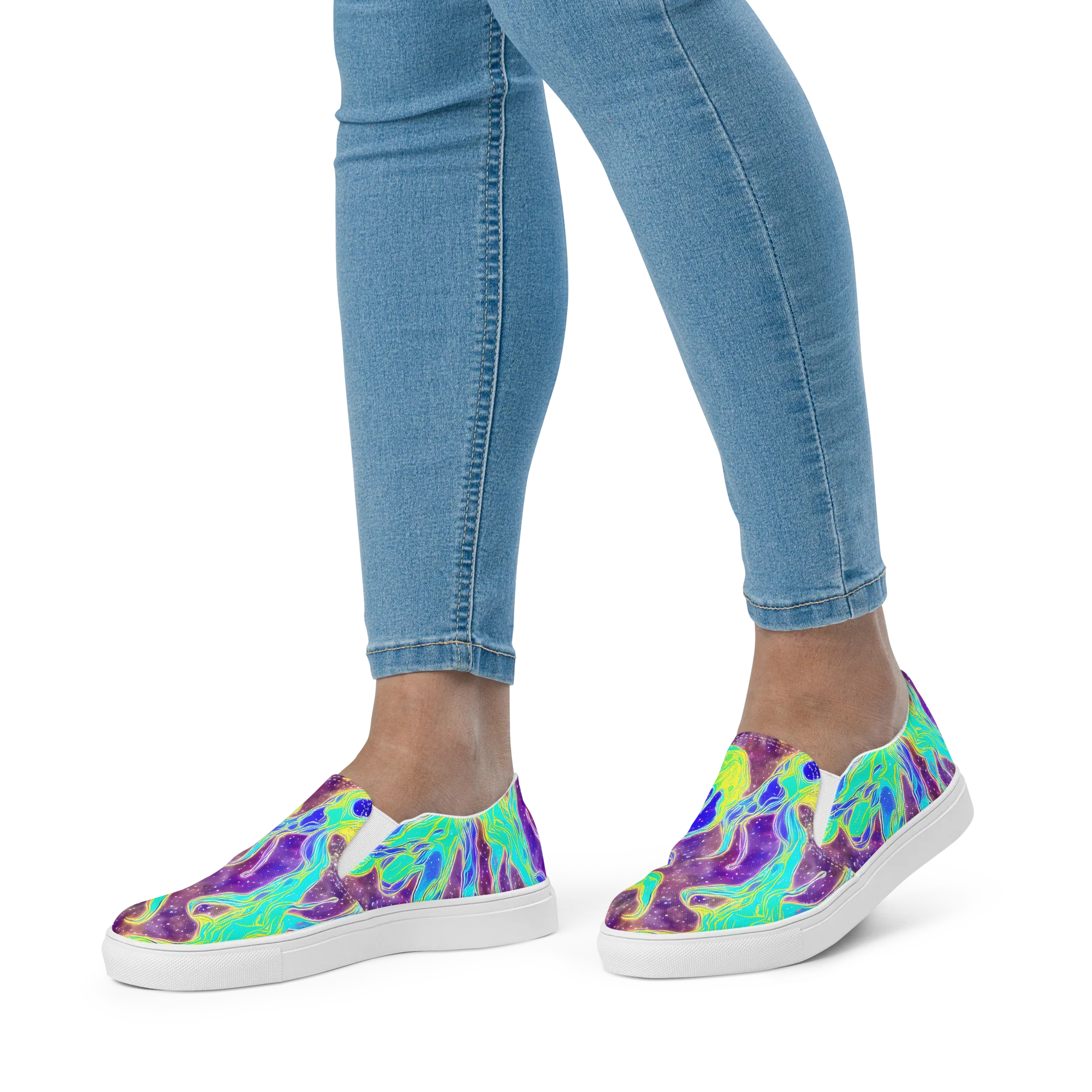 Galactic Marble on Women's Slip-On Canvas Shoes — Front