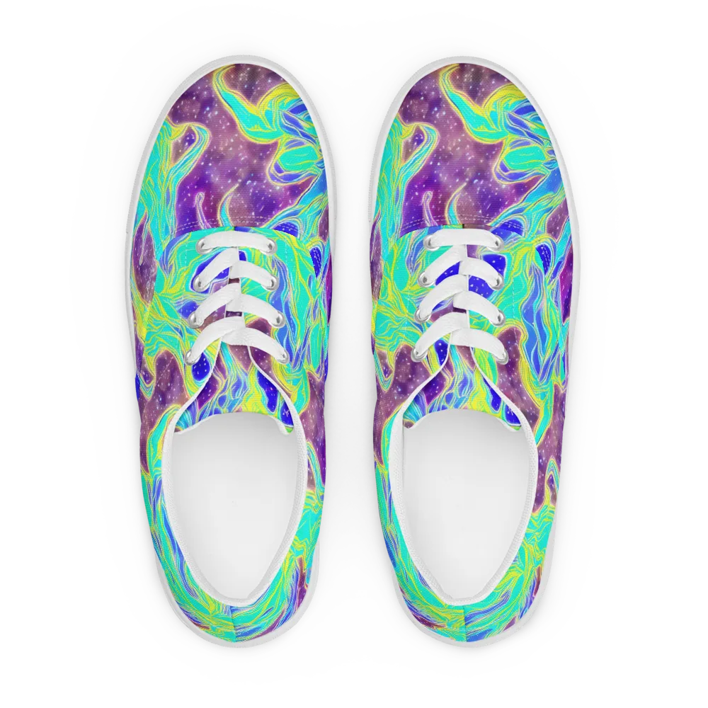 Galactic Marble on Men's Lace-Up Canvas Shoes — Front
